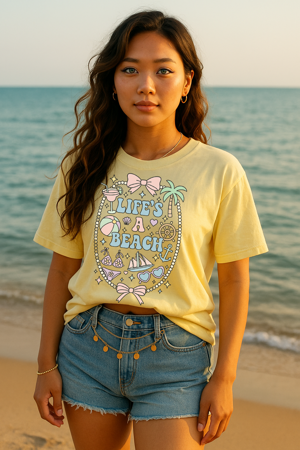 Life's A Beach Pastel Graphic Shirt