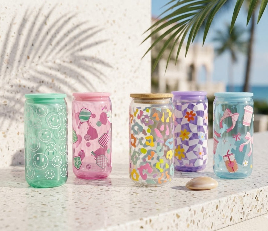 Mint Smiley Beer Can Glass