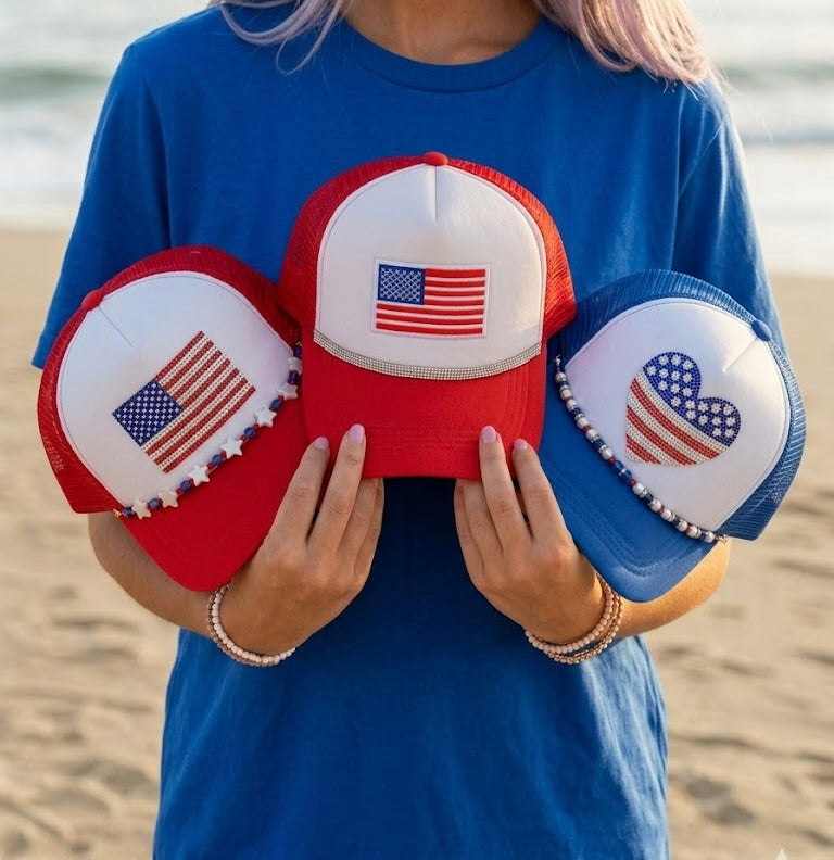 Flag Patch Patriotic July 4th Trucker Hats