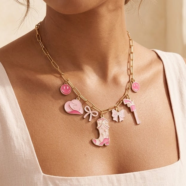Pink Cowgirl Charm Necklace