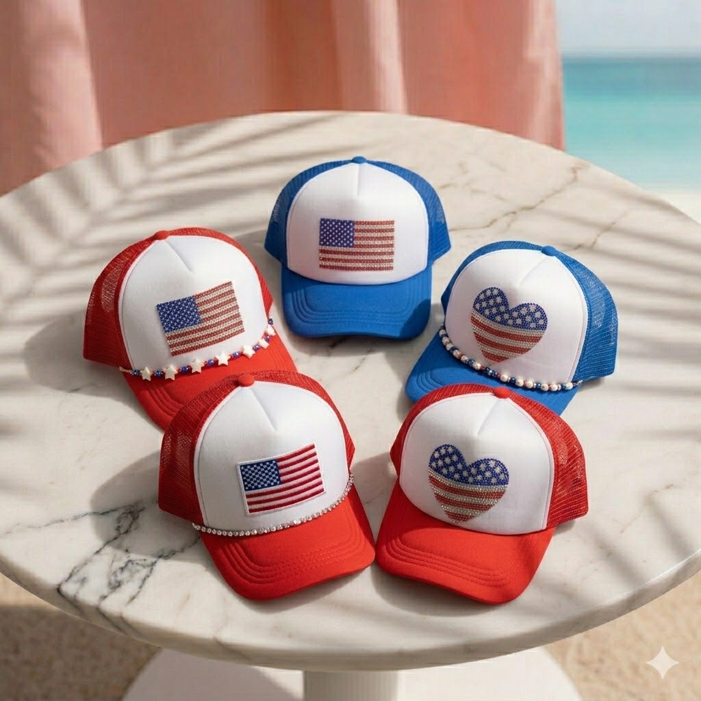 Flag Patch Patriotic July 4th Trucker Hats
