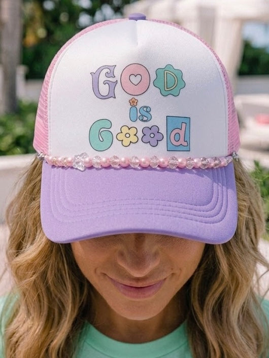 God is Good Trucker Hat with hat chain