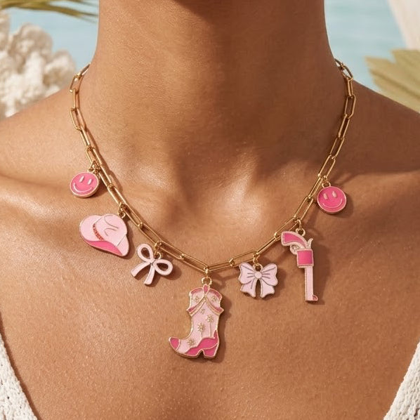 Pink Cowgirl Charm Necklace