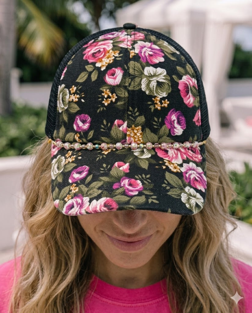 Floral baseball cap hat