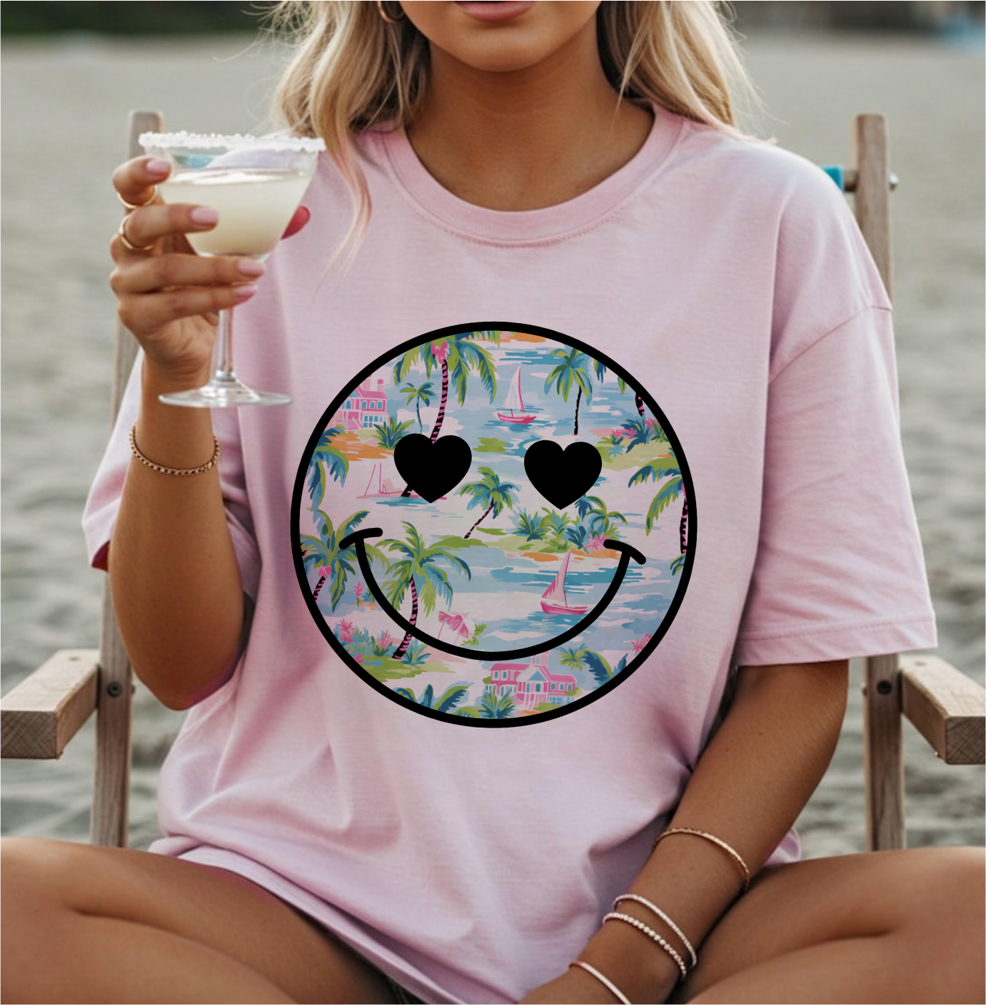 Tropical Smiley Graphic TShirt