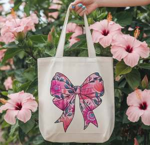 Hot Pink Summer Bow Tote Bag