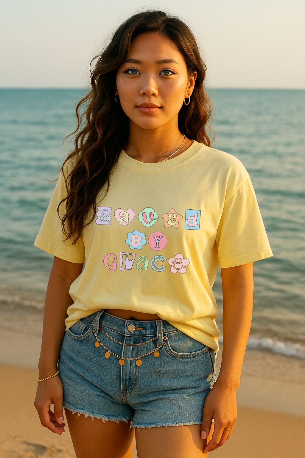 Saved By Grace Pastel Graphic Shirt