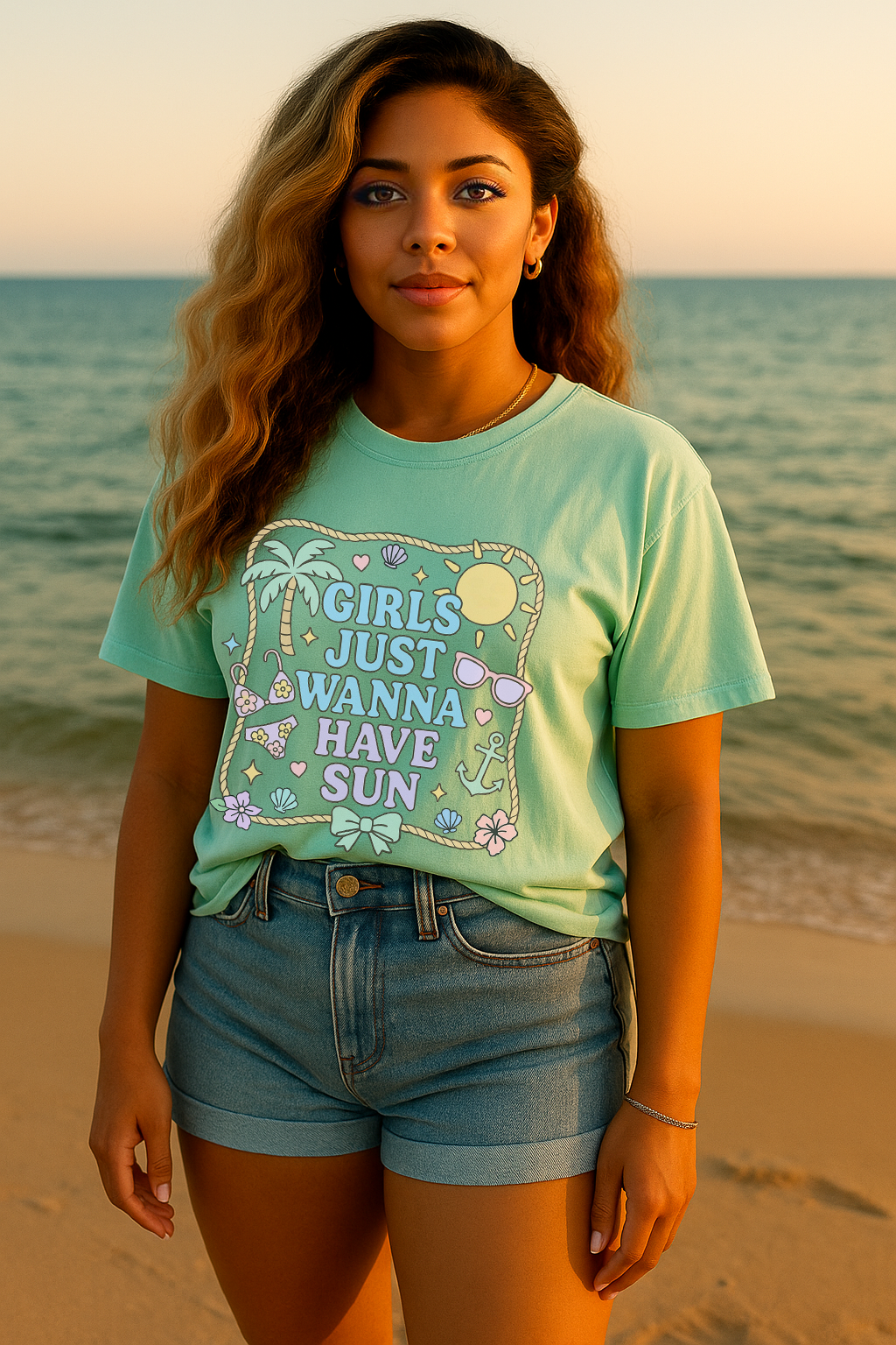 Girls Just Want To Have Sun Pastel Graphic Shirt