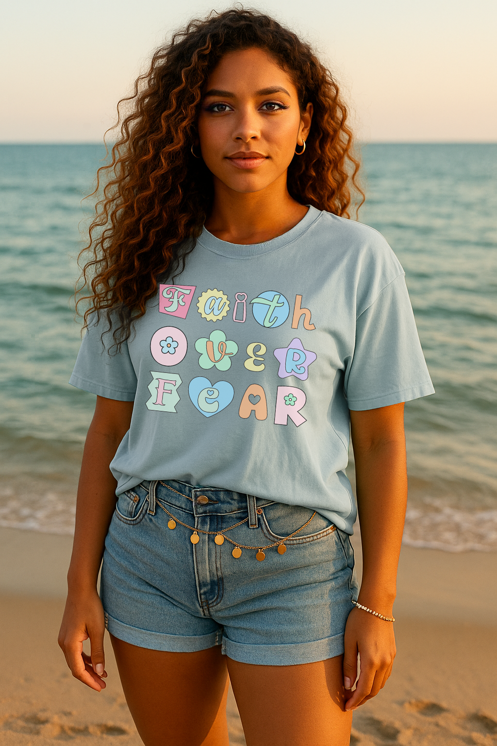 Faith Over Fear Pastel Graphic Shirt