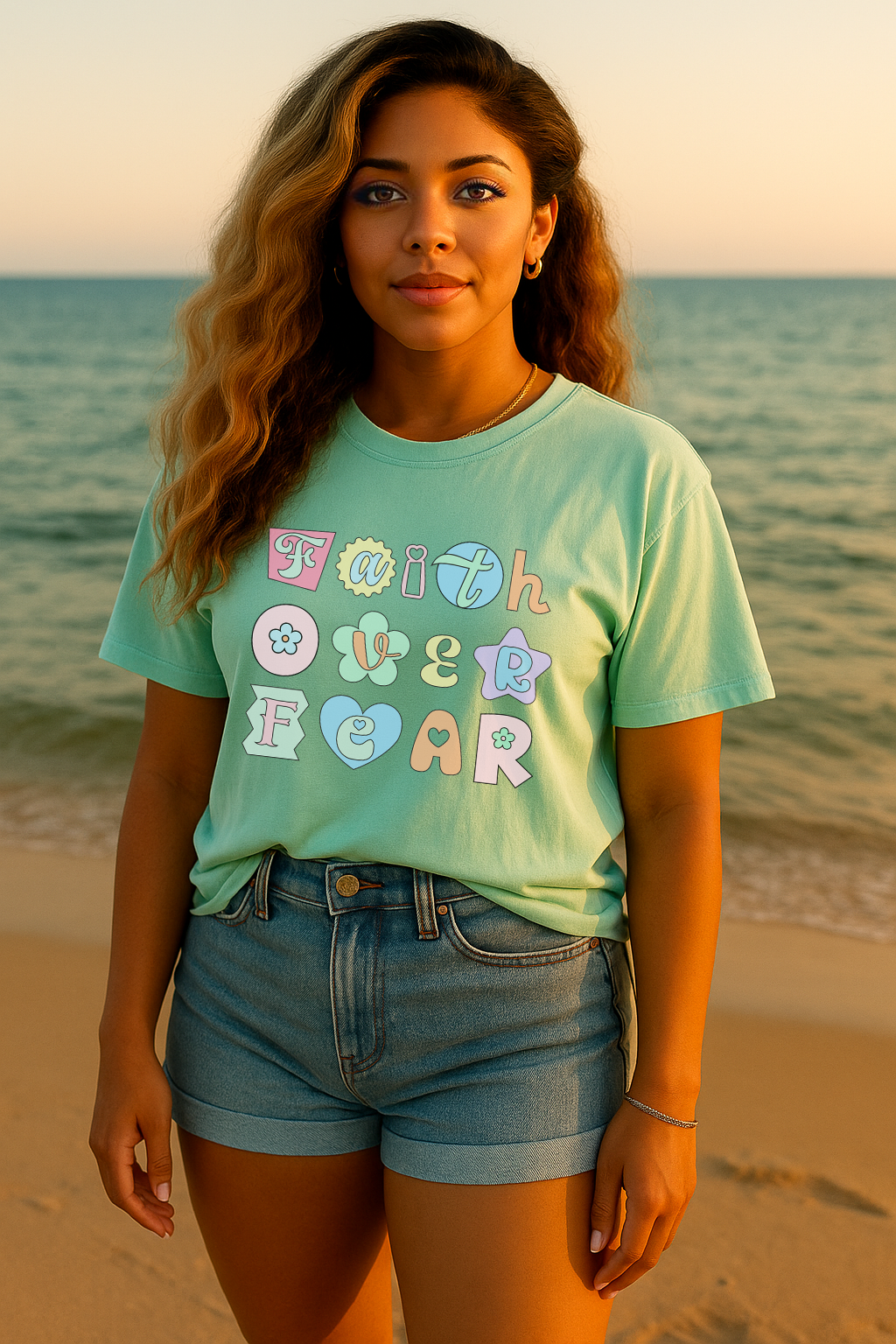 Faith Over Fear Pastel Graphic Shirt
