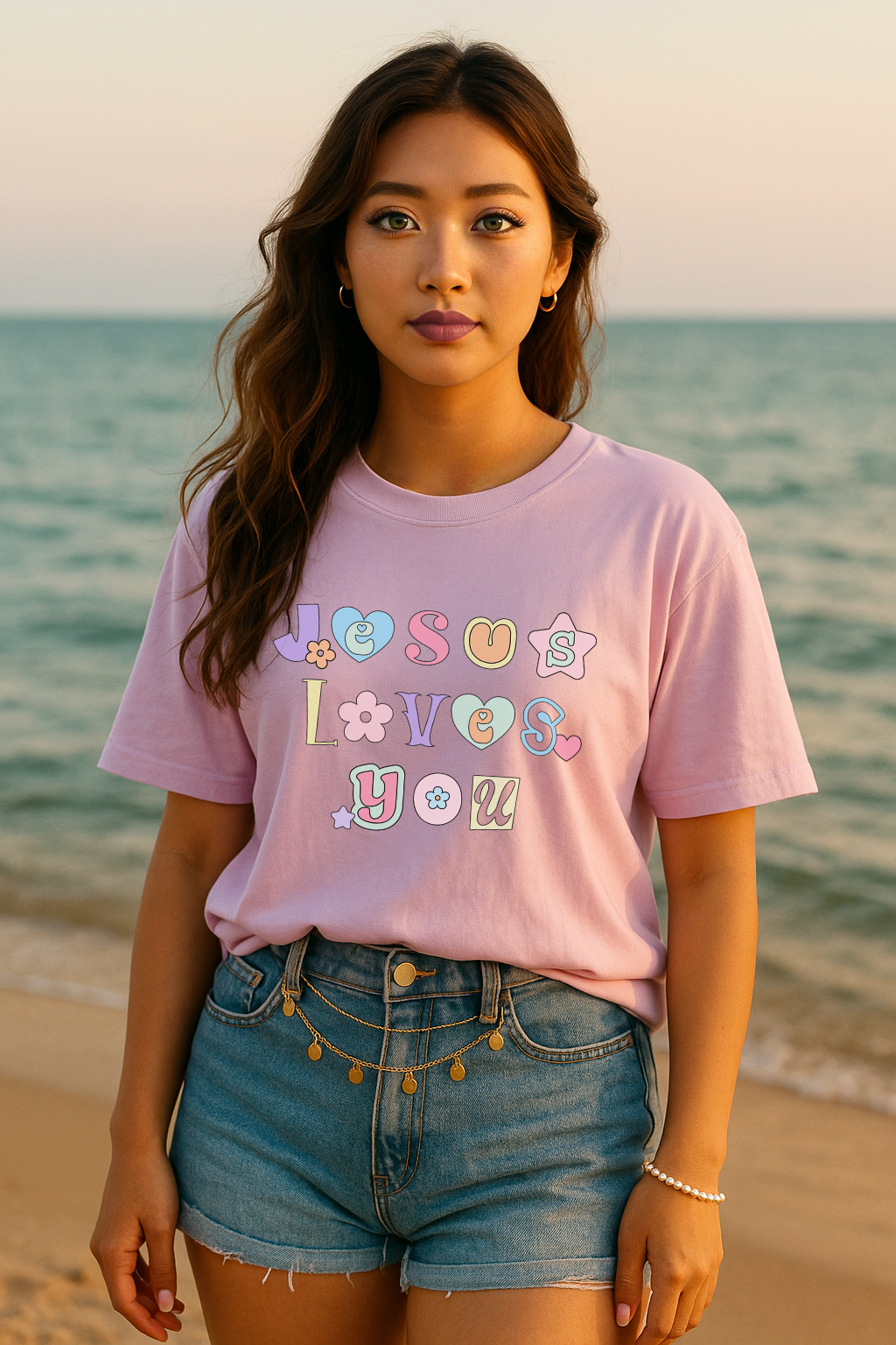 Jesus Loves You JLY Pastel Graphic Shirt