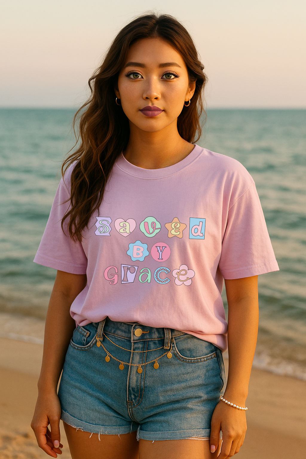 Saved By Grace Pastel Graphic Shirt