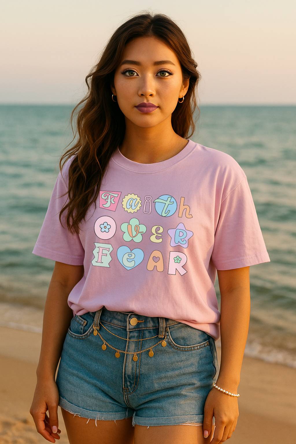 Faith Over Fear Pastel Graphic Shirt