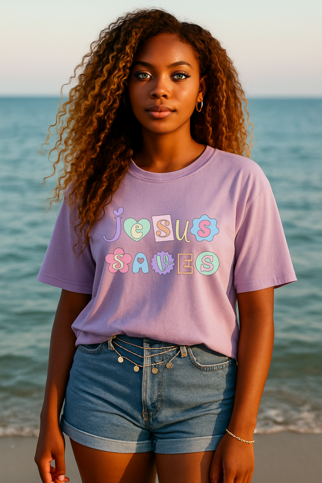 Jesus Saves Pastel Graphic Shirt