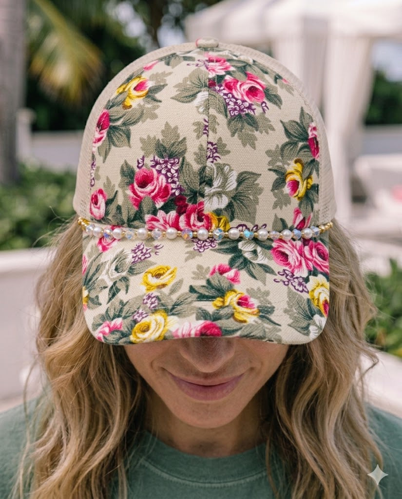 Floral baseball cap hat
