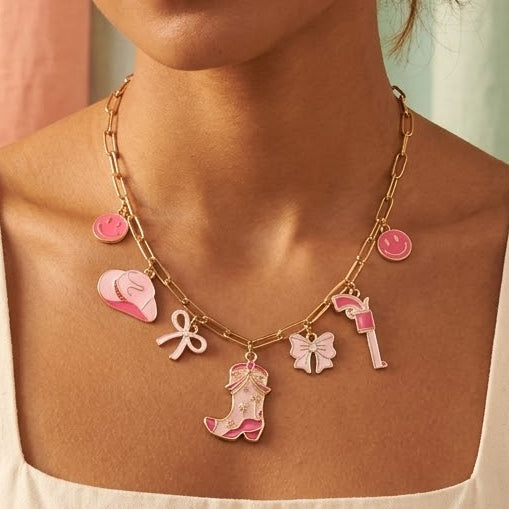 Pink Cowgirl Charm Necklace