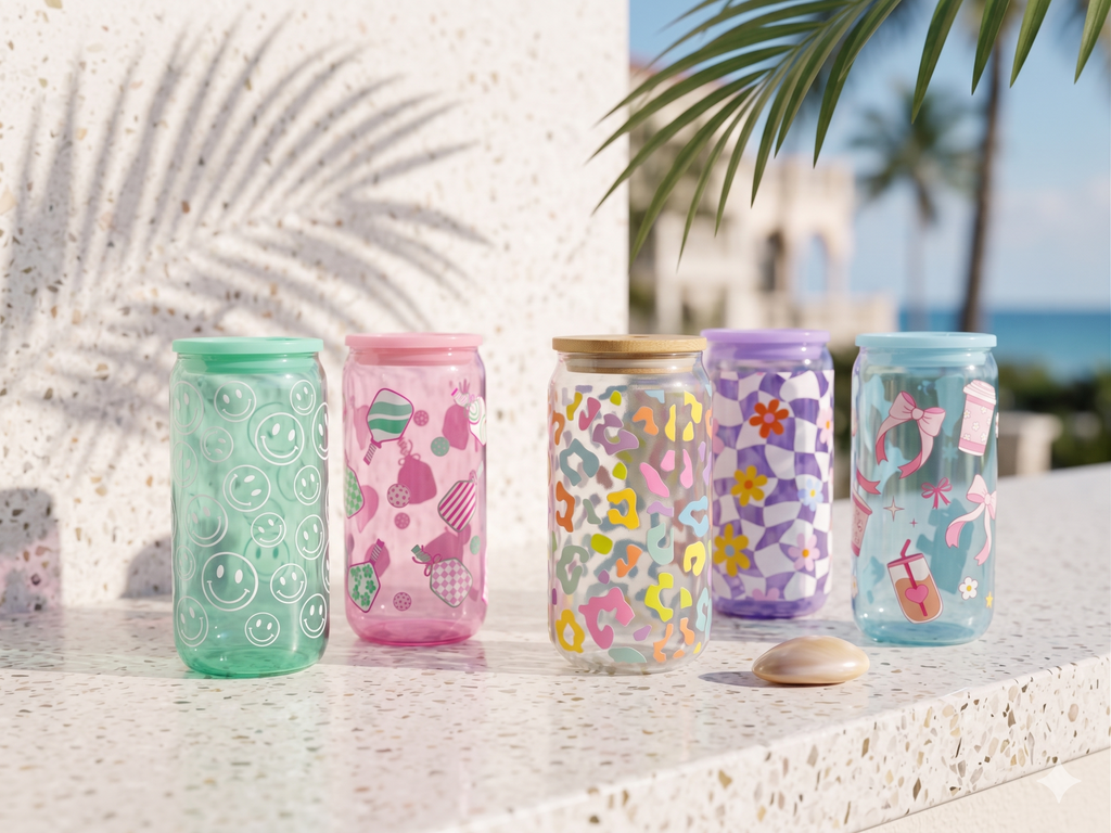 Mint Smiley Beer Can Glass