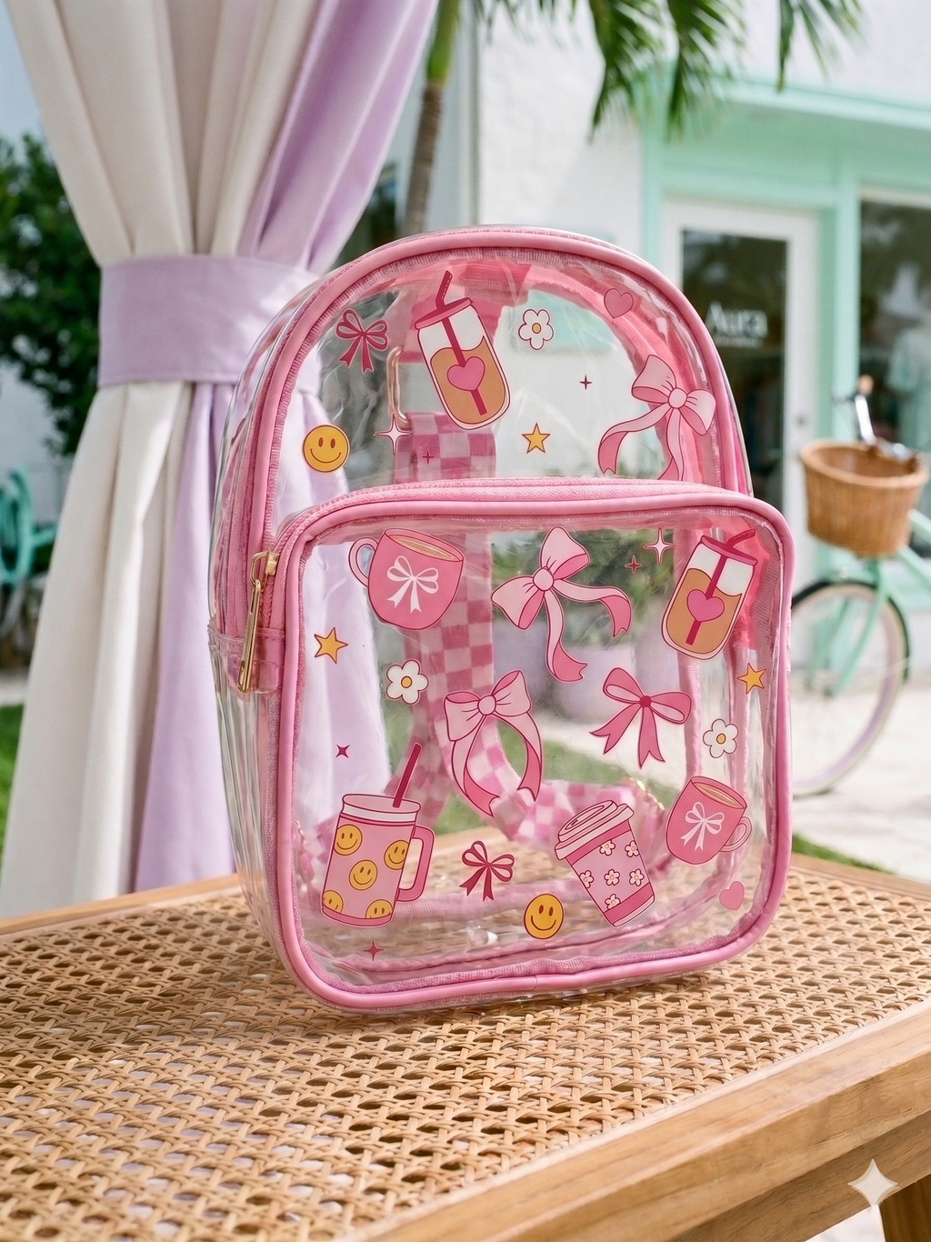 Pastel Pink Coffee Girly Clear Stadium Bag