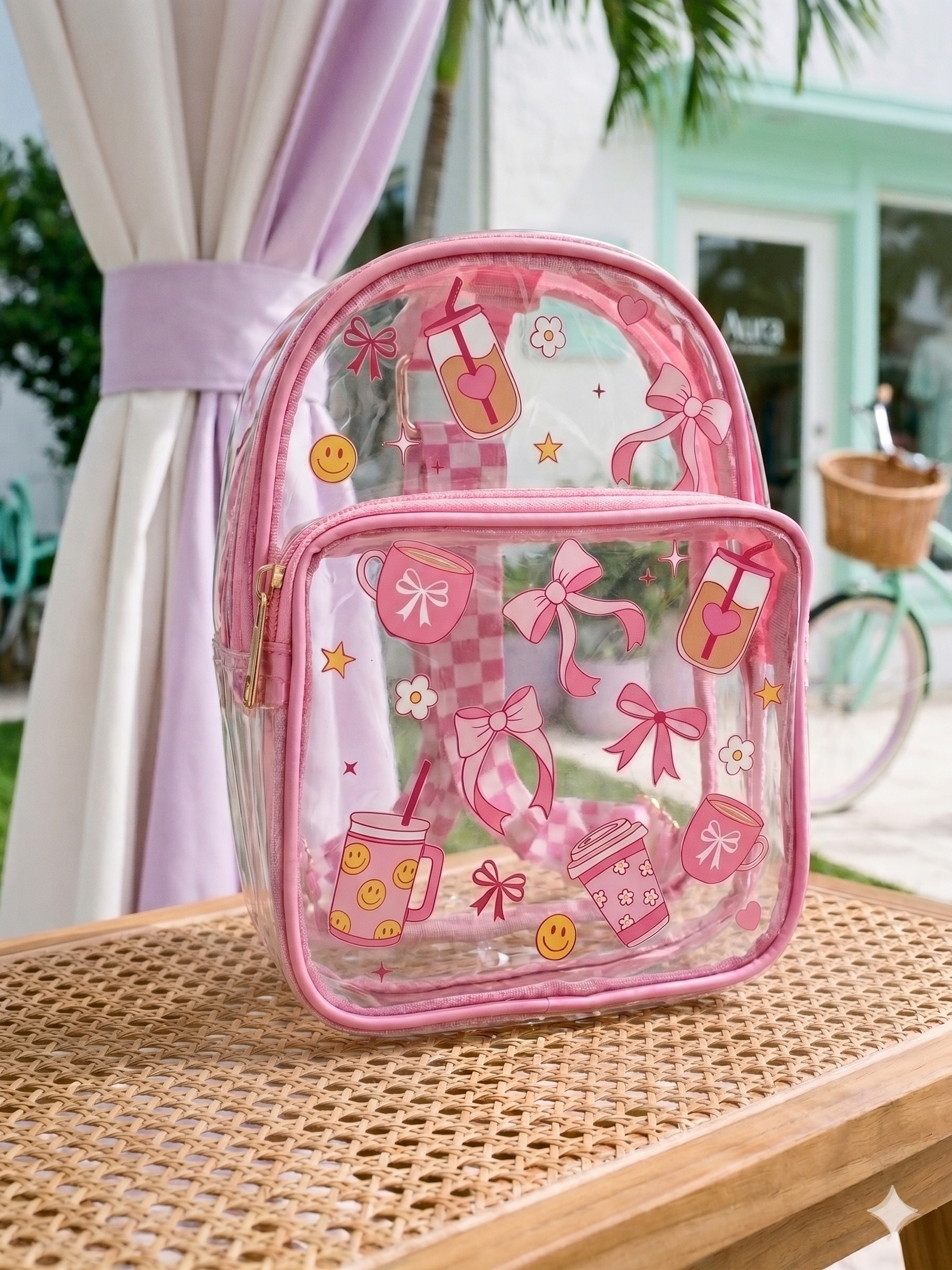 Pastel Pink Coffee Girly Clear Stadium Bag