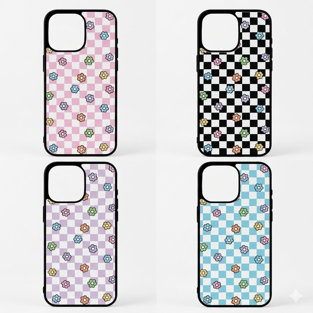 Groovy Checkered Flower Phone Cases- Mag Safe