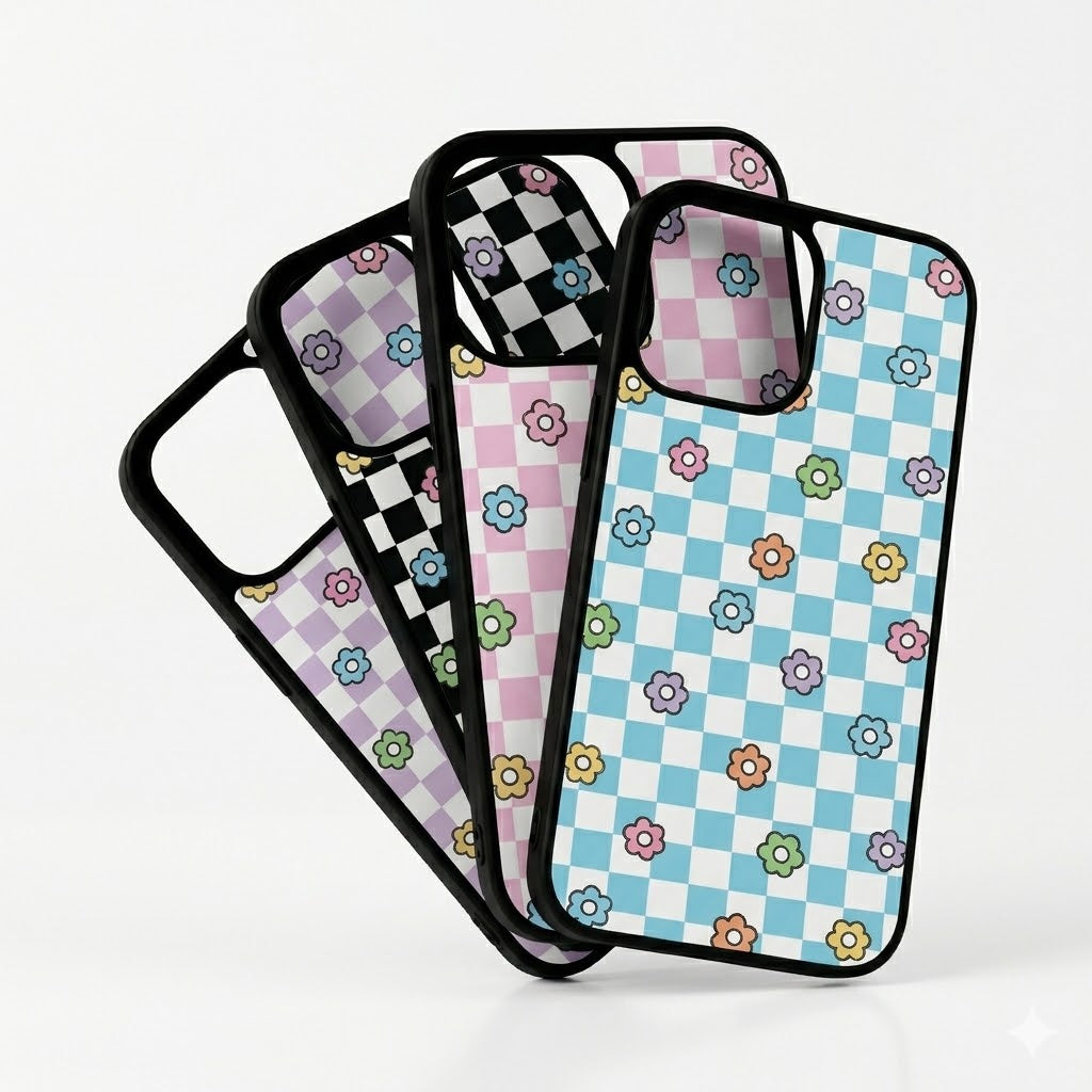 Groovy Checkered Flower Phone Cases- Mag Safe