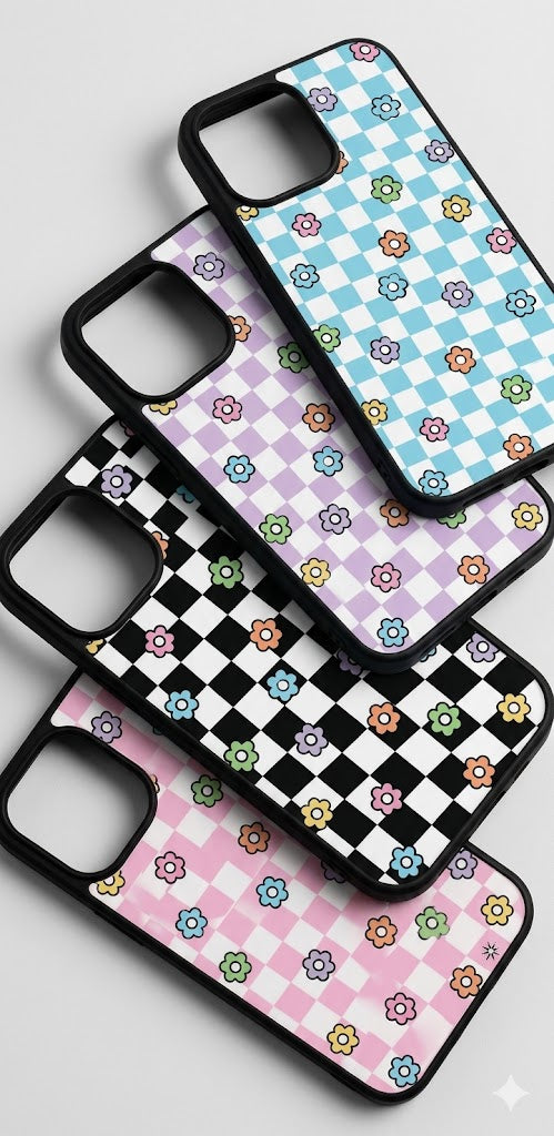 Groovy Checkered Flower Phone Cases- Mag Safe
