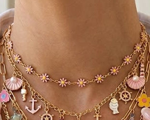 Pink Daisy Flower Choker Necklaces