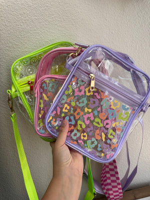 Pastel Lavender Leopard Clear Stadium Bag