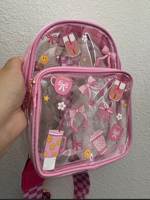 Pastel Pink Coffee Girly Clear Stadium Bag